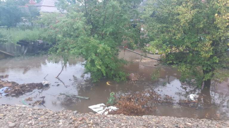Inundații în Bihor. Pompierii chemați să evacueze apa din case, curți și subsoluri