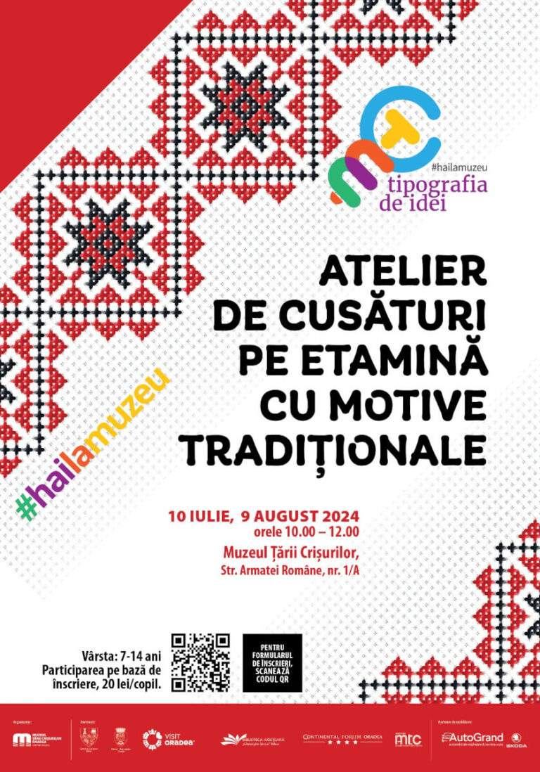 Atelier de cusături pe etamină cu motive tradiționale
