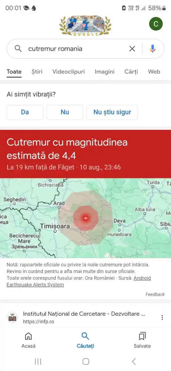 Cutremur de 4,7 în Vestul țării. Seismul, resimțit în mai multe orașe, inclusiv în Oradea