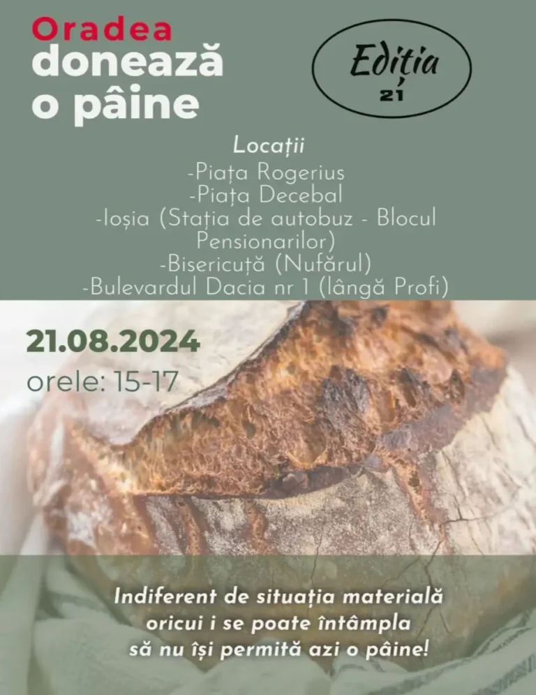Oradea donează o pâine continuă în luna august: noi locații pentru a ajuta mai mulți oameni