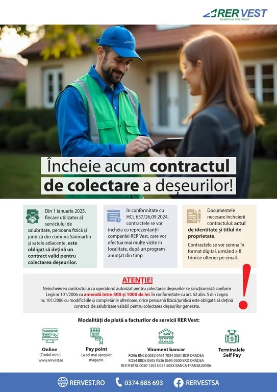 RER Vest demarează contractarea persoanelor fizice din comuna Sânmartin