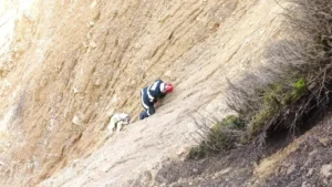 ISU-Pompierii au salvat un câine căzut în Groapa Ruginoasă. Un pompier a escaladat timp de o oră pentru a-l scoate de pe versant-03
