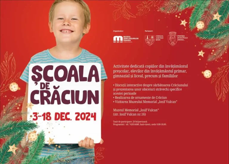 Școala de Crăciun, deschisă la Muzeul Țării Crișurilor