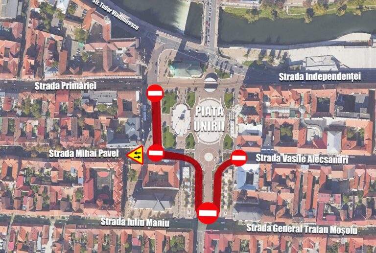De sâmbătă, se închide circulația în Piața Unirii