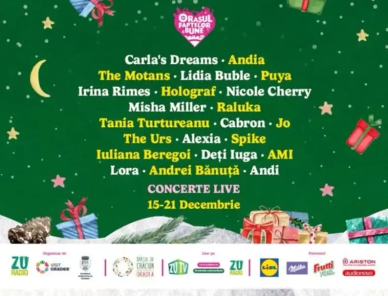 Carla’s Dreams, Andia, The Motans, Holograf, Nicole Cherry, The Urs și mulți alții vor concerta în Piața Unirii din Oradea în cadrul „Orașul Faptelor Bune”