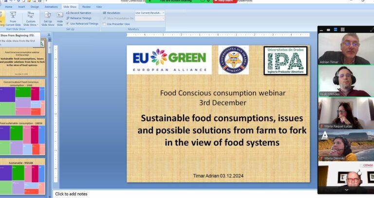 EU GREEN – un universitar orădean la Conferința Internațională „Sustainable Food Systems”