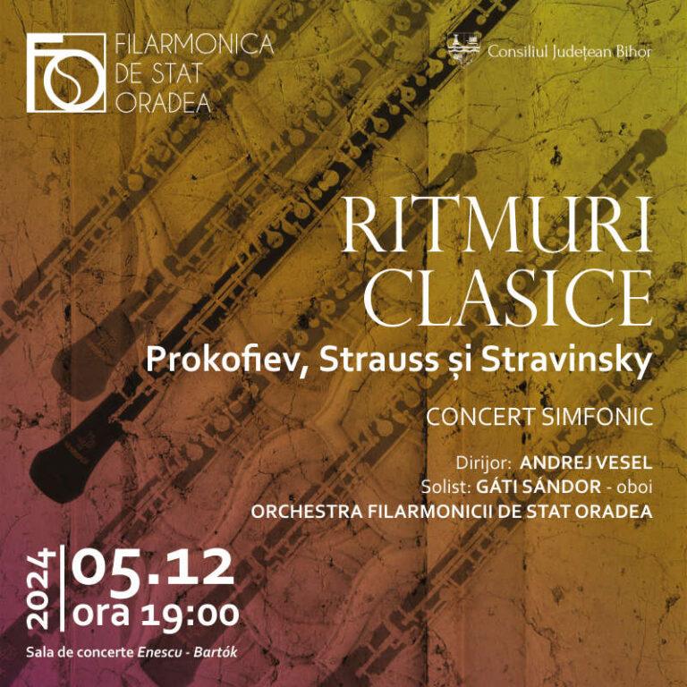 Concert simfonic „Ritmuri clasice”, la Filarmonica orădeană, cu oboistul Gáti Sándor solist