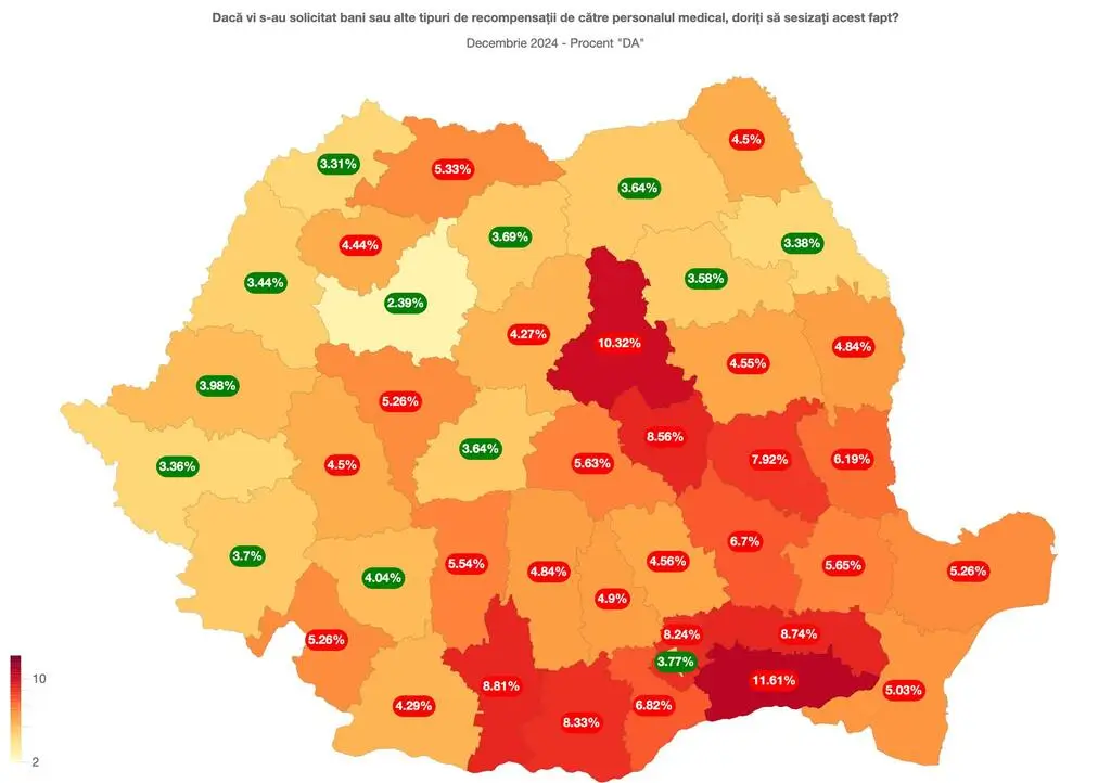 Harta Șpăgii în luna decembrie 2024 | Sursa: Dragoș Vana - Facebook