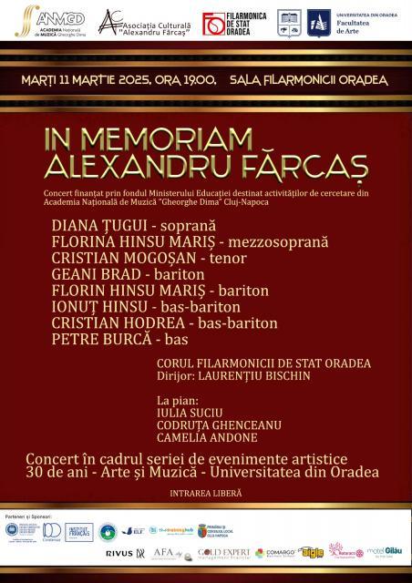 Concert extraordinar dedicat memoriei maestrului Alexandru Fărcaș, la Filarmonica de Stat din Oradea