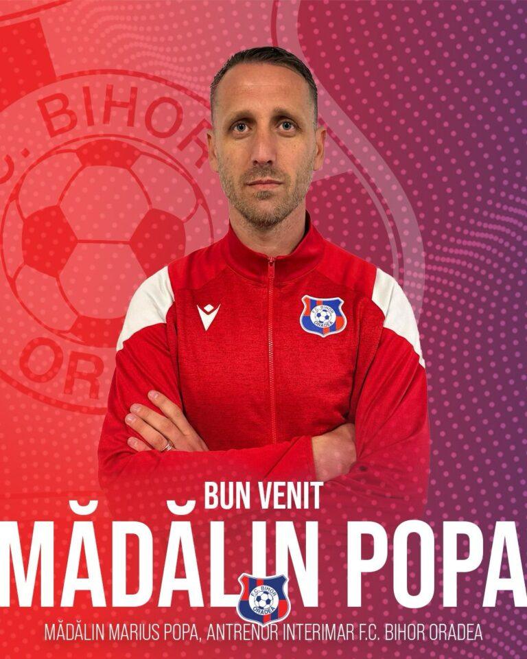 Tehnicianul Mădălin Popa este antrenorul principal interimar al FC Bihor