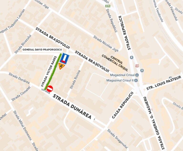 Circulația rutieră pe strada Victor Babeș se va desfășura în dublu sens