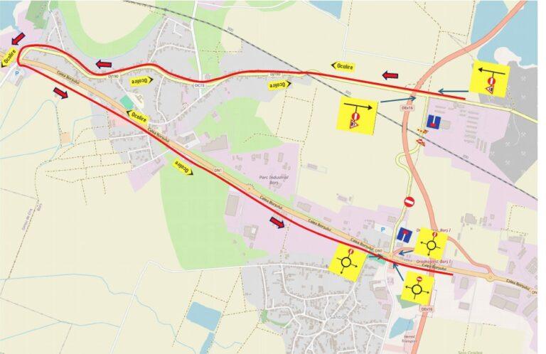 Circulație rutieră închisă la intersecția dintre calea ferată și drumul de legătură între DJ190 și DN1-E60, dinspre Sântion