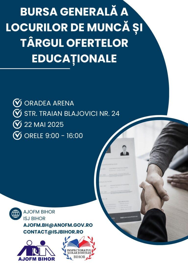 Bursa locurilor de muncă și Târgul ofertelor educaționale, la Oradea Arena