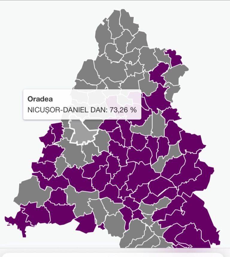 Rezultate în Bihor: Nicușor Dan conduce detașat, peste 73,26% în Oradea