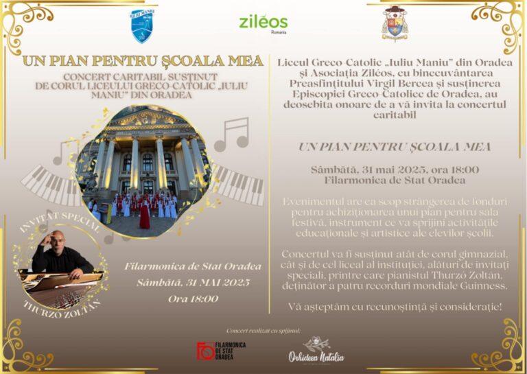 Concert caritabil, la Filarmonica de Stat Oradea – „Un pian pentru școala mea”