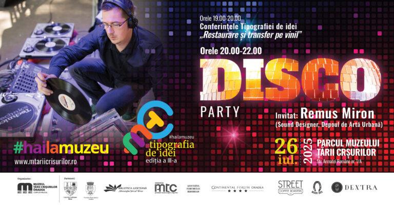 Vinilul, în prim-plan la Muzeul Țării Crișurilor. „Restaurare și transfer pe vinil” & Disco party, cu Remus Marian Miron