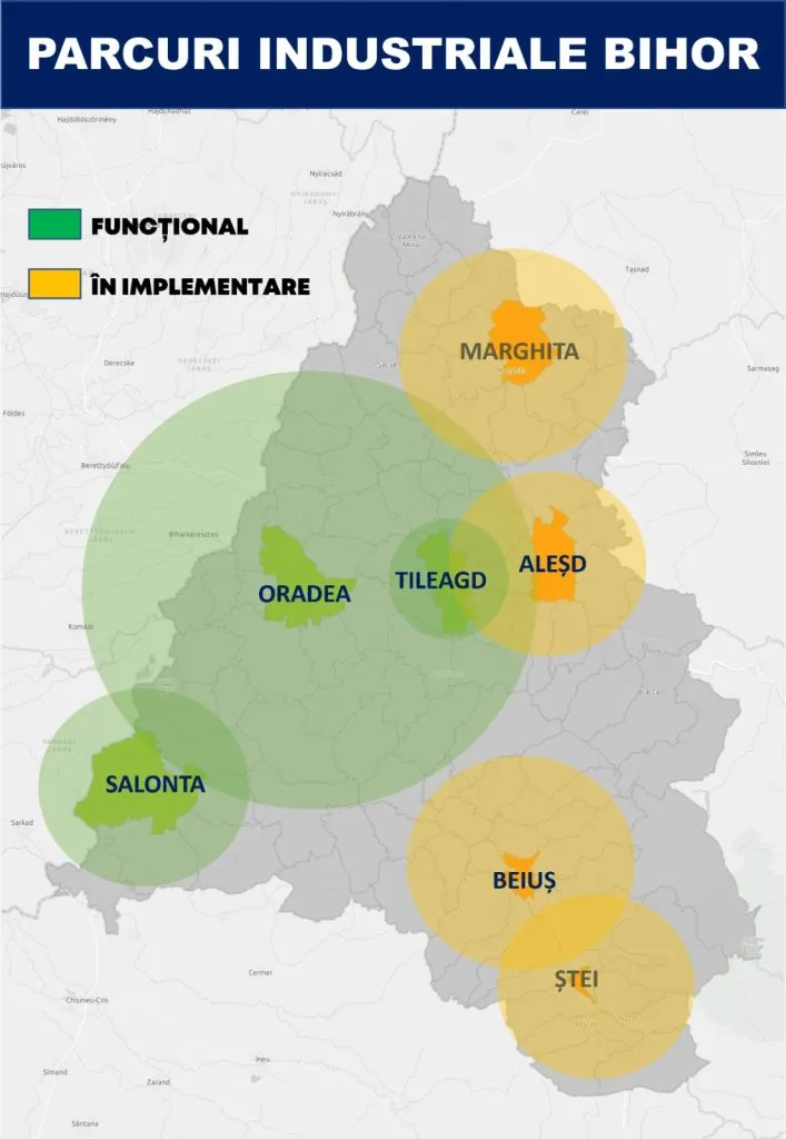 S-a lansat licitația pentru concesionarea parcelelor din Parcurile industriale Aleșd, Beiuș, Ștei și Marghita