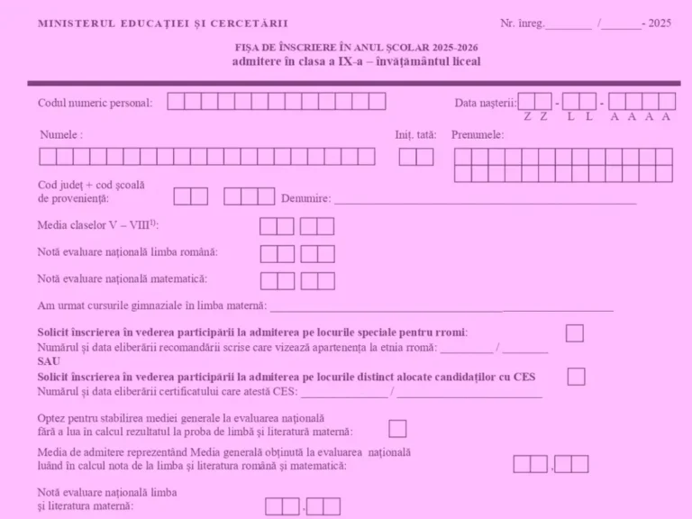 Admitere liceu 2025. De luni, 14 iulie și până pe 21 iulie, elevii și părinții completează fișa de înscriere, în prezența dirigintelui / Informații utile despre completarea opțiunilor și actele necesare pentru dosar