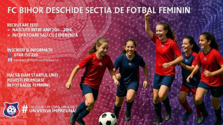FC Bihor deschide o secție de fotbal feminin și începe recrutările pentru junioare