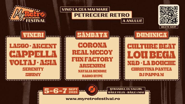 Hiturile anilor ’90 și 2000 se vor auzi în Băile 1 Mai la My Retro Festival 2025