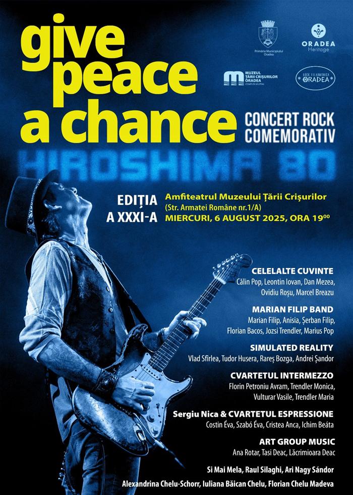 Concert rock comemorativ „Give Peace a Chance – Hiroshima 80”, la Oradea