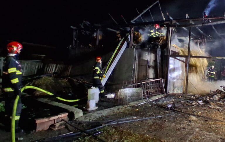 Incendiu în miez de noapte la Toboliu – pompierii au salvat o casă și o anexă