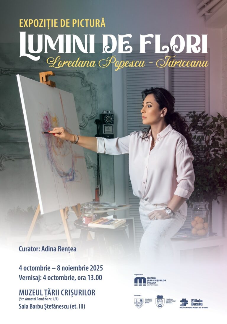 Soția lui Călin Popescu-Tăriceanu își prezintă la Oradea picturile cu „Lumini de flori”