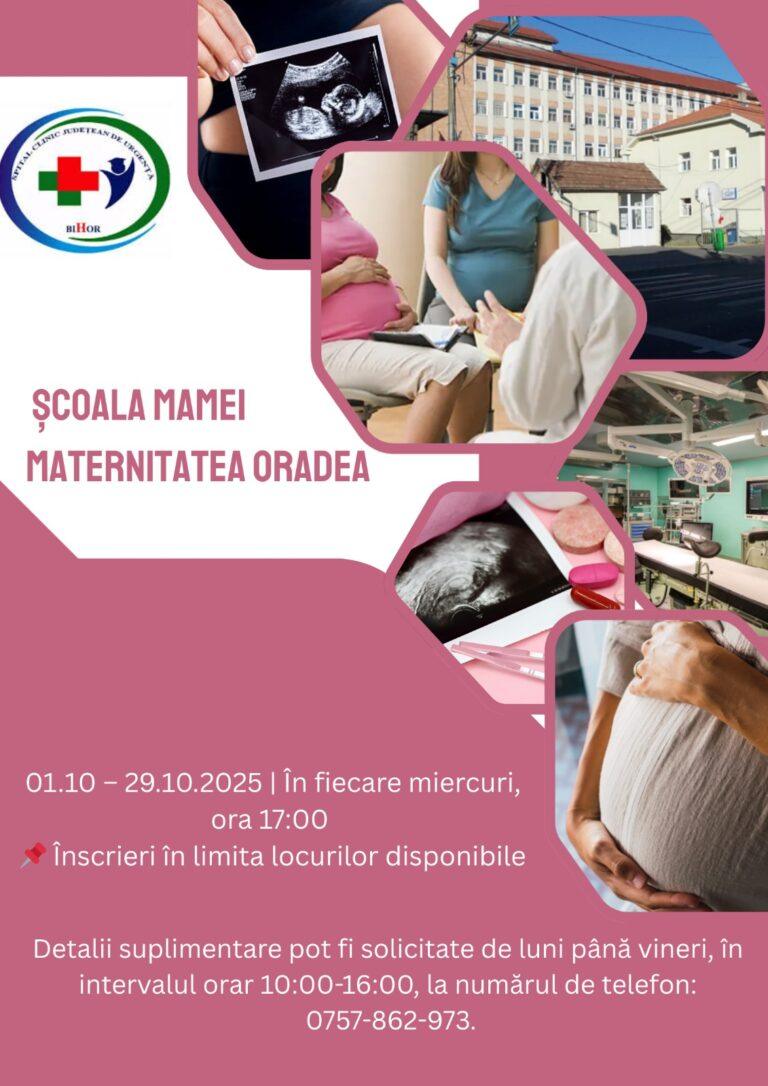 Maternitatea orădeană relansează „Școala Mamei”. Cursuri gratuite pentru viitorii părinți