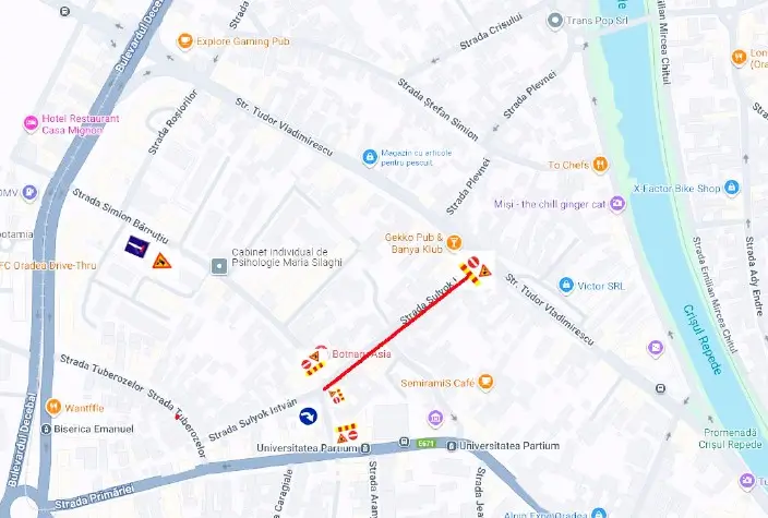 Se închide strada Sulyok Istvan între străzile Tudor Vladimirescu și Simion Bărnuțiu