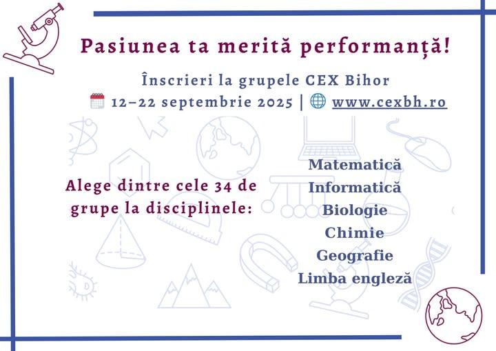 Au început înscrierile pentru grupele de performanță ale Centrului Județean de Excelență Bihor (CJEX Bihor)