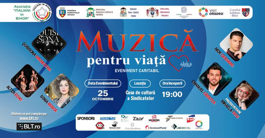 „Muzică pentru Viață”, concert caritabil la Oradea. Artiști din România și Italia pe aceeași scenă