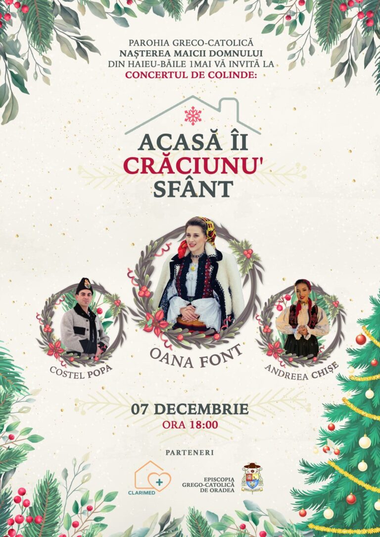 Concert de colinde, la Biserica din Băile 1 Mai: „Acasă îi Crăciunu’ Sfânt”
