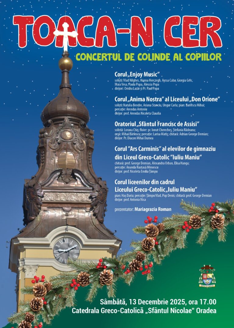 Concert de colinde al copiilor „Toacă-n cer”, la Catedrala „Sfântul Nicolae” din Oradea