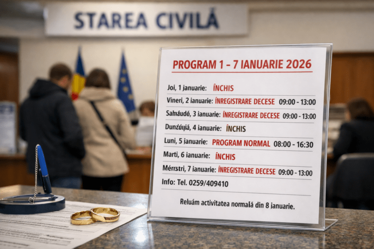 Program special cu publicul la Starea Civilă Oradea, în perioada 1–7 ianuarie 2026