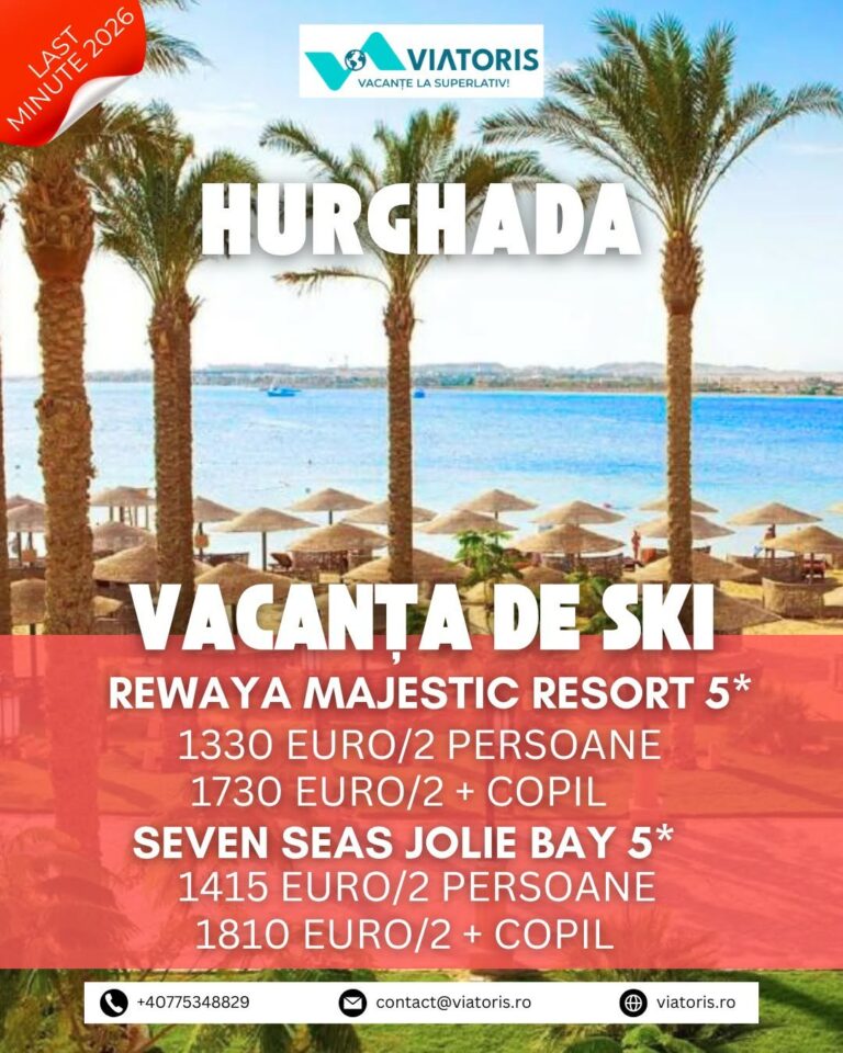 Viatoris mizează pe Egipt în februarie. Sejururi de 5 stele în Hurghada, cu ultra all inclusive și plecare din Cluj