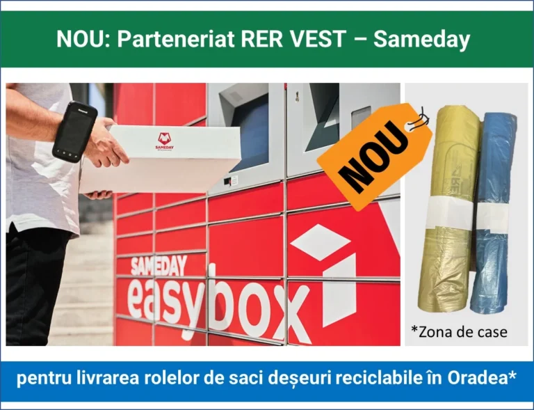 Clienții RER Vest din Oradea – zona de case, pot comanda rolele de saci pentru deșeurile reciclabile și prin Sameday