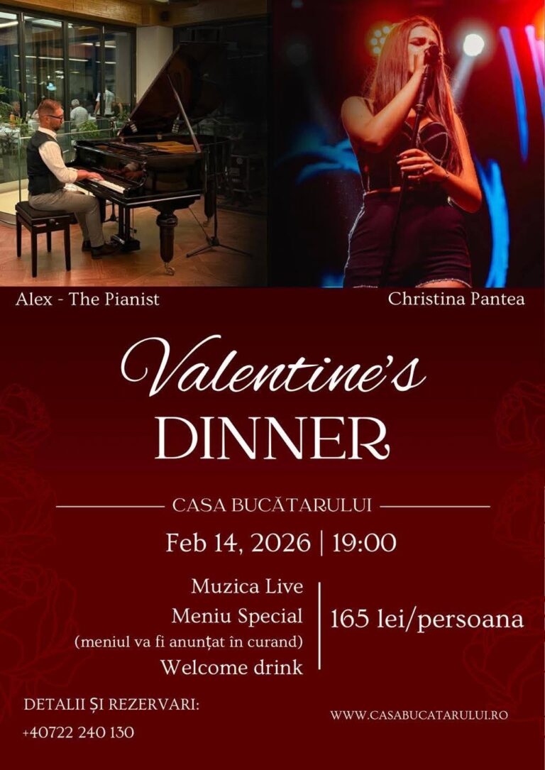 Seară de Valentine’s Day cu muzică live și meniu special, la Casa Bucătarului
