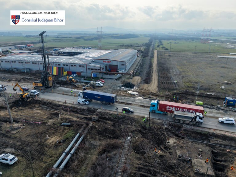 Se forează piloții la pasajul rutier de pe Centura Oradea,necesar înproiectul Tram-tren