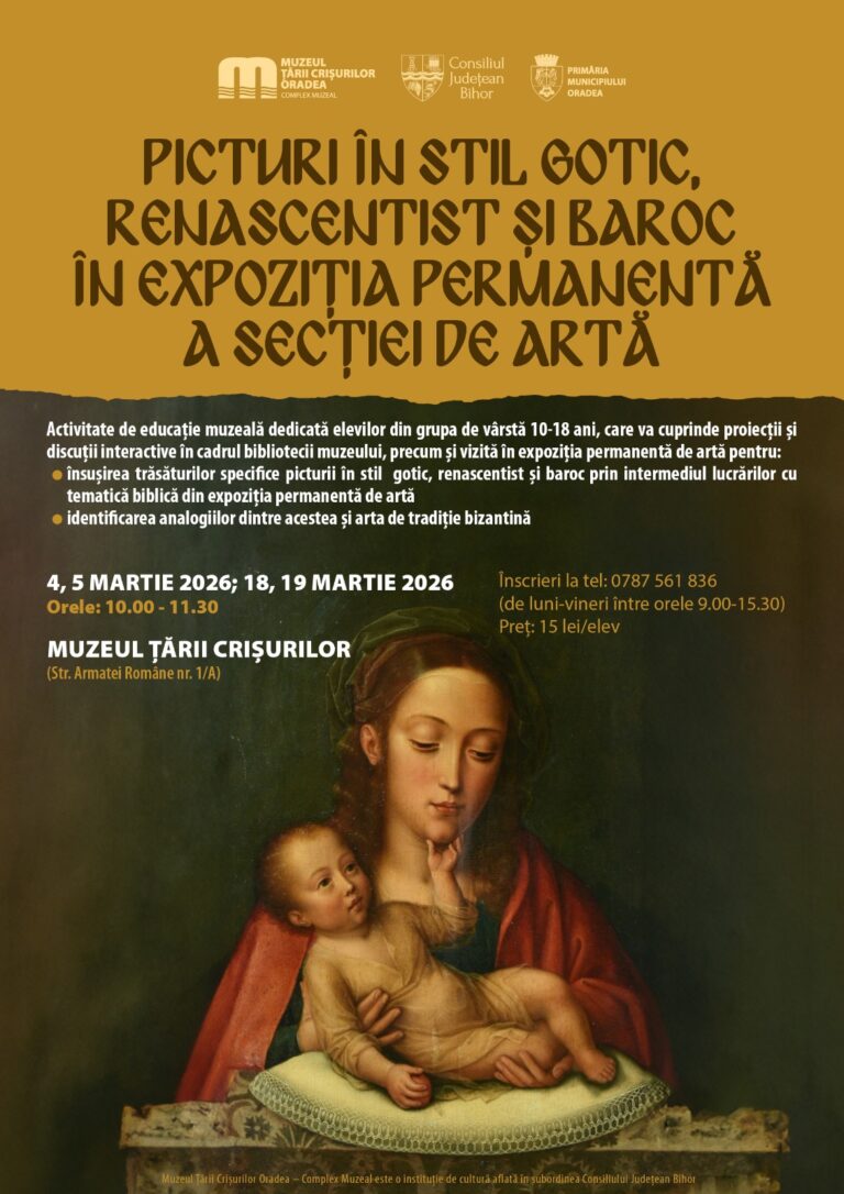 Muzeul Țării Crișurilor Oradea invită elevii la o călătorie în pictura gotică, renascentistă și barocă