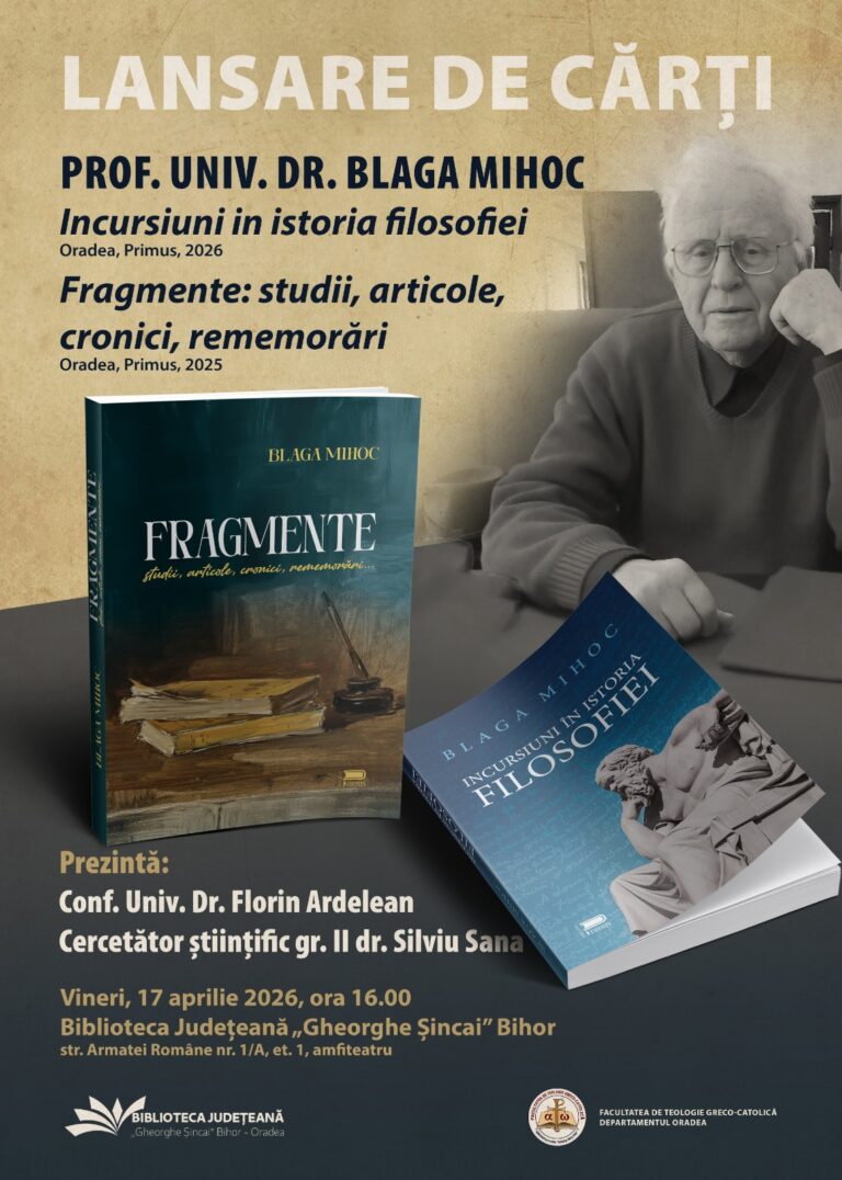 Două cărți noi lansate la Oradea de istoricul Blaga Mihoc. Întâlnire cu publicul la Biblioteca Județeană