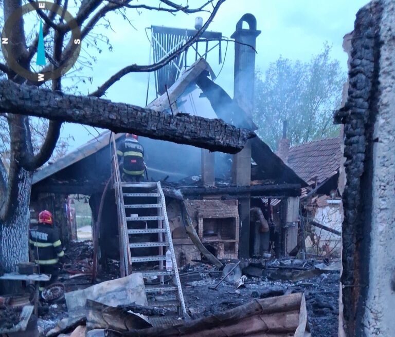 Incendiu puternic în Paleu, provocat de o problemă electrică. Trei gospodării au fost afectate