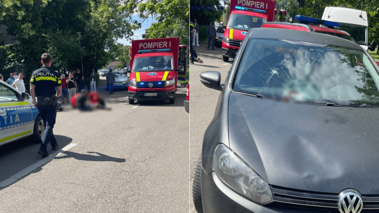 O copilă a fost lovită de o mașină pe strada Splaiul Crișanei din Oradea