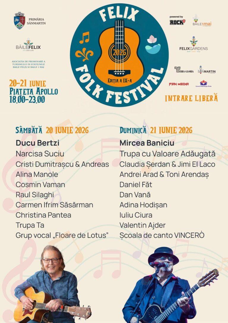 Legendele folkului românesc revin la Băile Felix. Mircea Baniciu și Ducu Bertzi, cap de afiș la „Felix Folk Festival”
