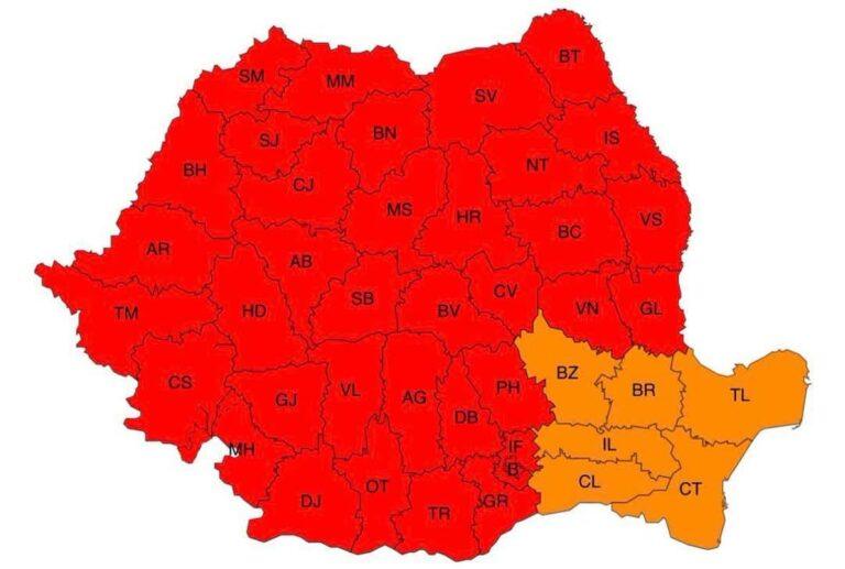 Cod roșu de caniculă în cea mai mare parte a țării. Temperaturile urcă până la 41 de grade, iar de marți vin furtuni și vijelii
